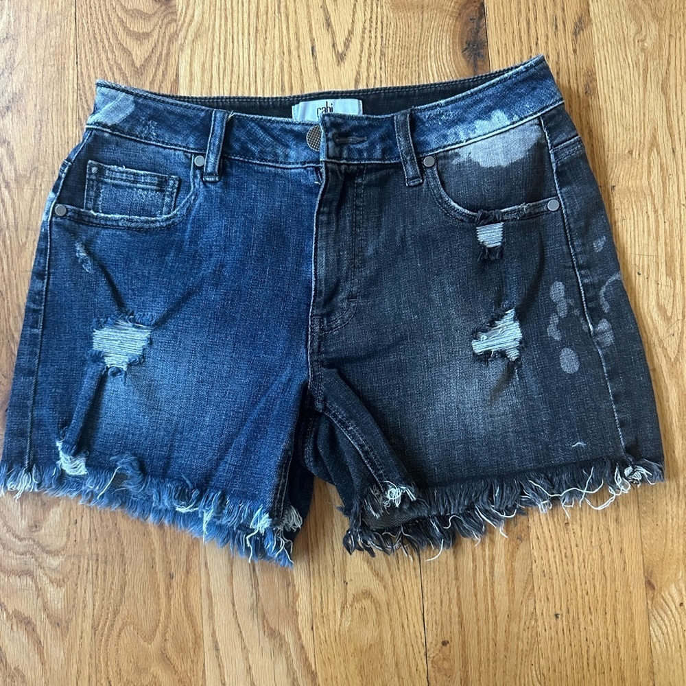 CAbi Two-Tone Distressed Jean Shorts